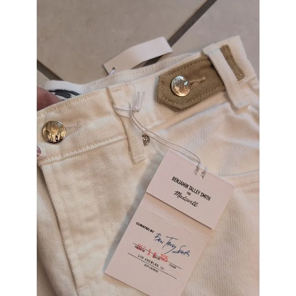 NWT Madewell X Benjamin Talley Smith Coolidge Low-Rise Wide-Leg Jean White 25